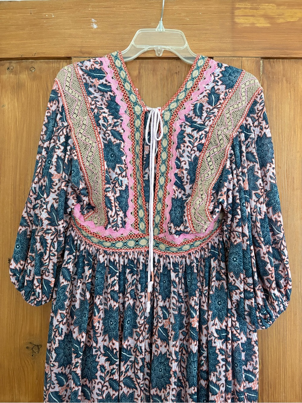 Free People in Blue, Pink & Coral Boho Peasant Dress Size XS - Picture 2 of 9